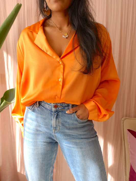 Satinlook blouse bright orange