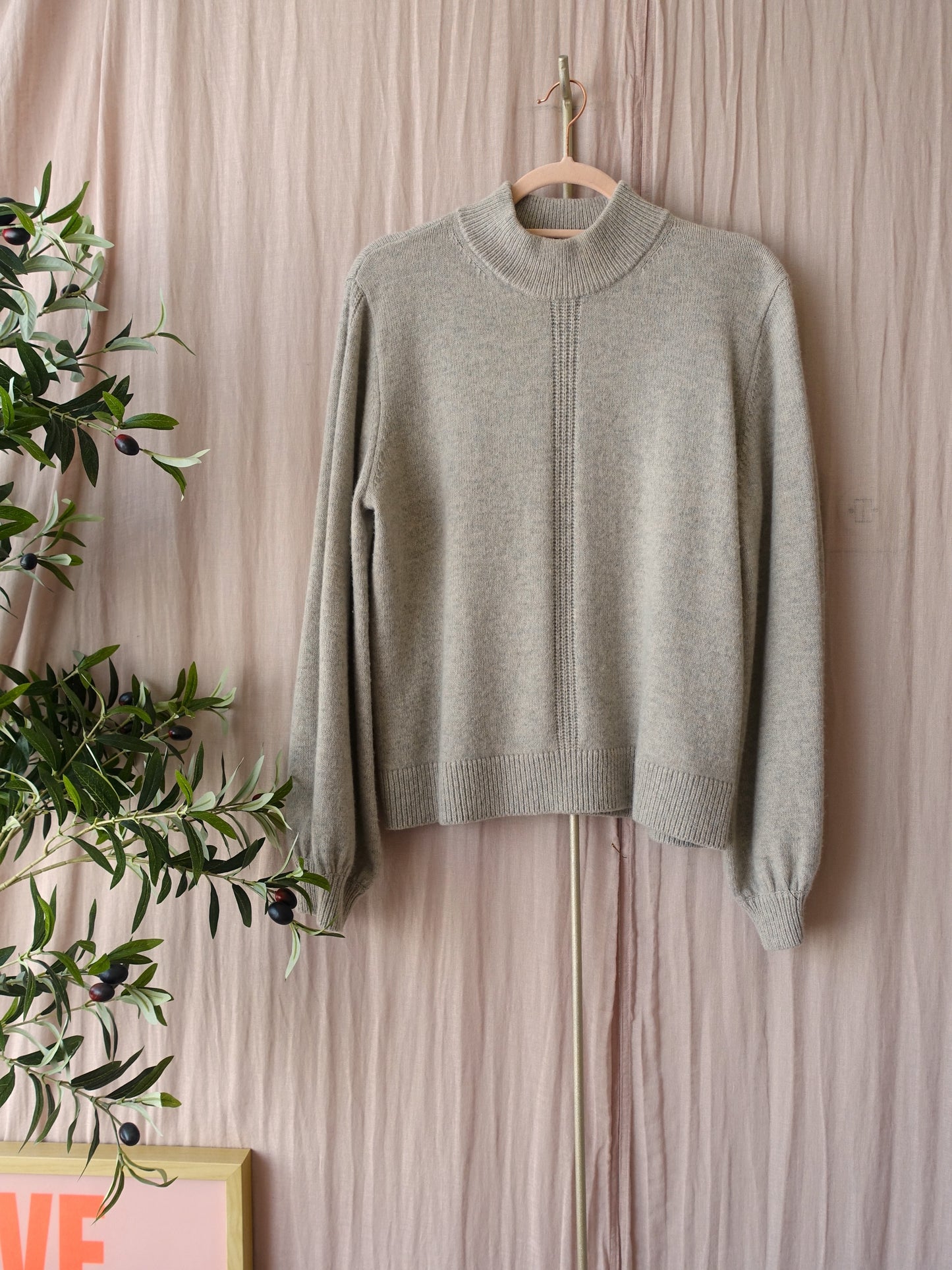 Selected Femme nica high neck knit oatmeal greige