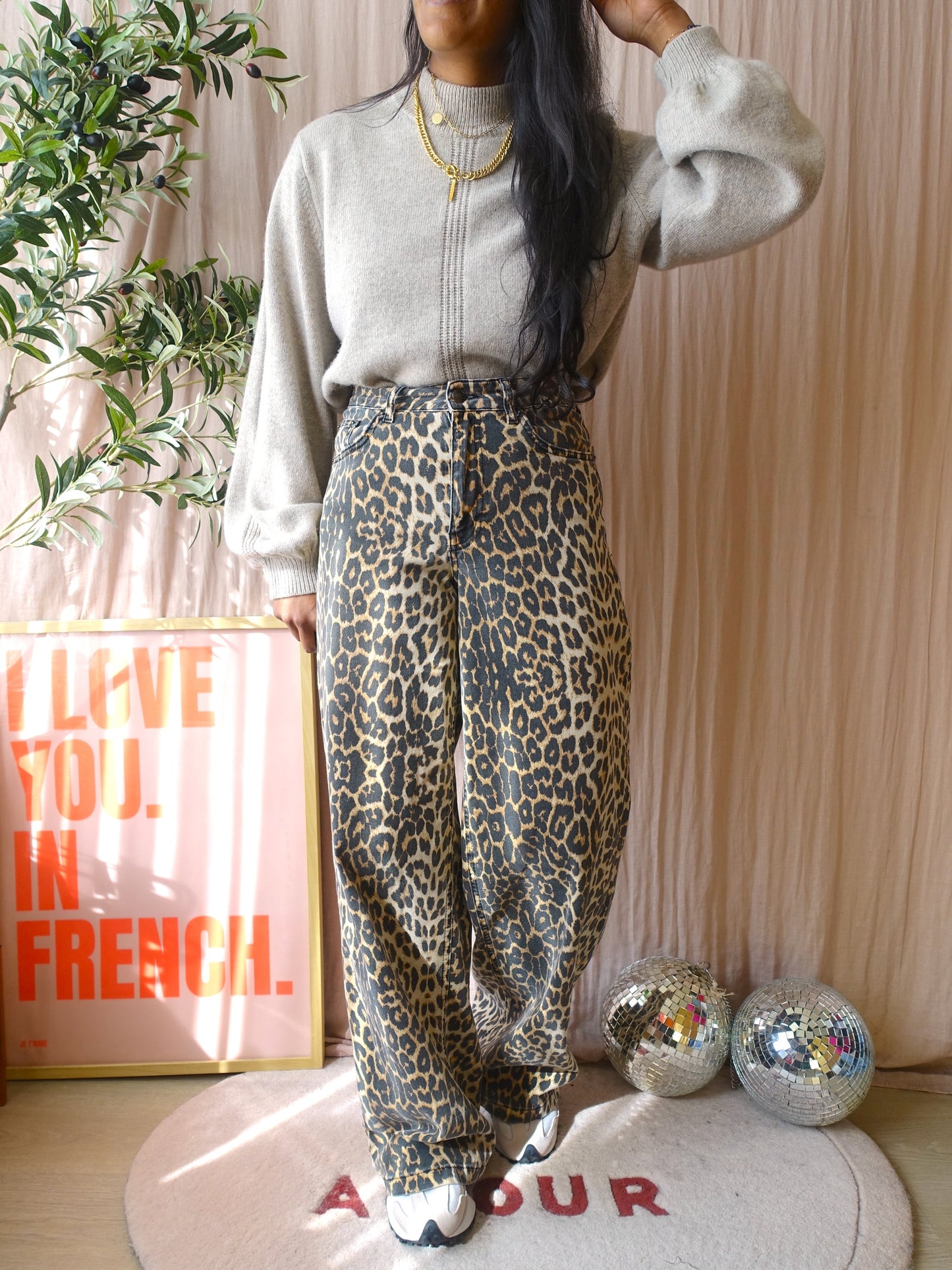 Selected Femme nica high neck knit oatmeal greige