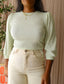 Selected Femme structured puff sleeve top pastel green