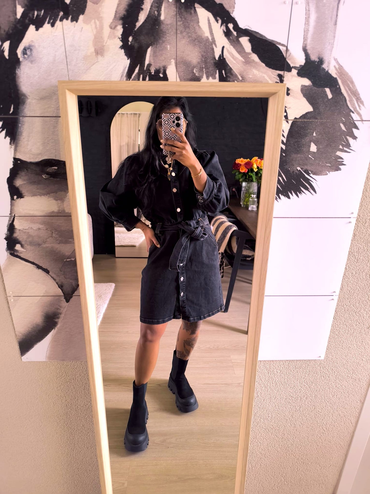 Shabbies chelsea platform ankle boot jet black