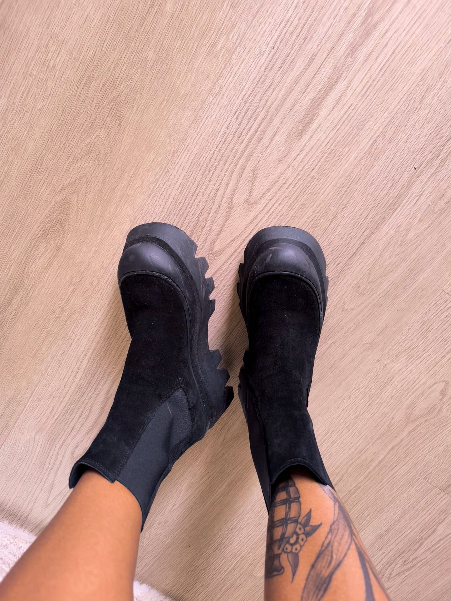 Shabbies chelsea platform ankle boot jet black