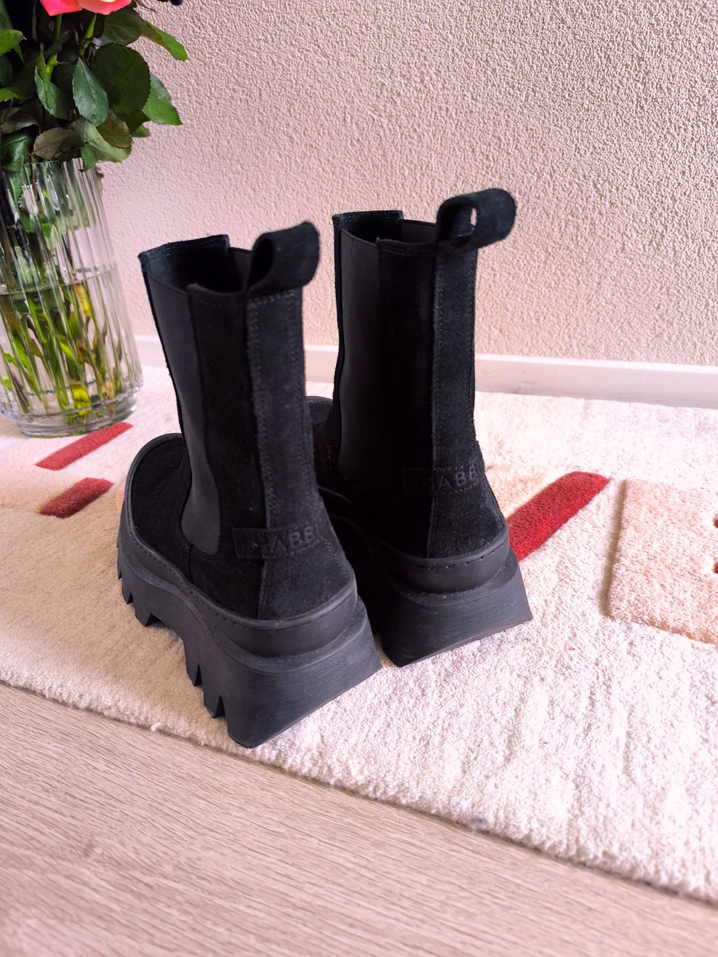 Shabbies chelsea platform ankle boot jet black