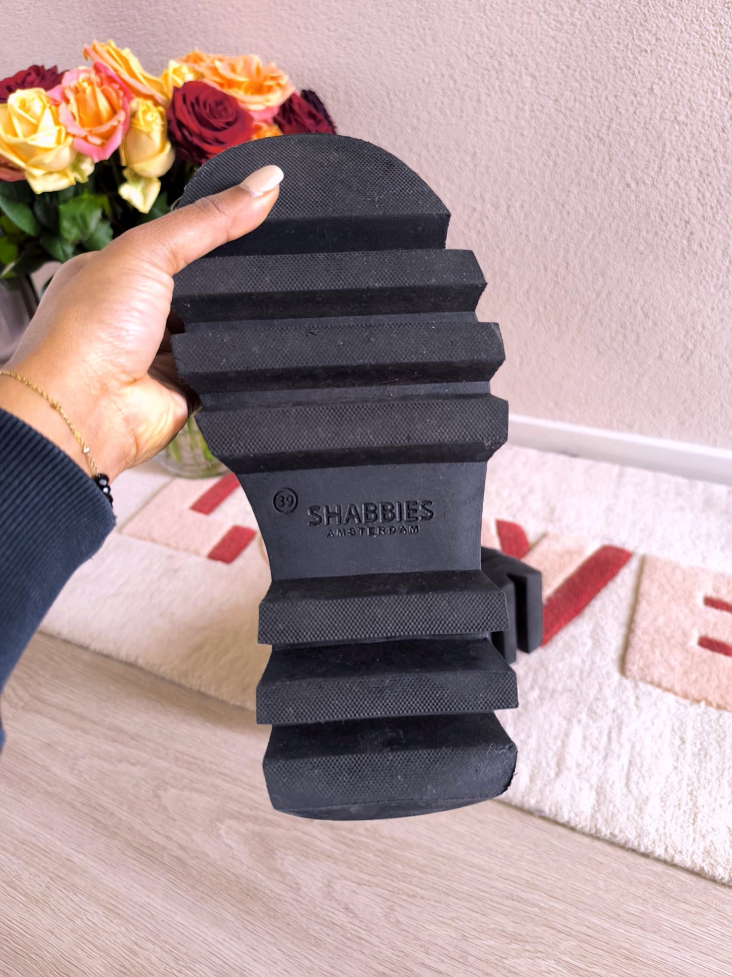 Shabbies chelsea platform ankle boot jet black