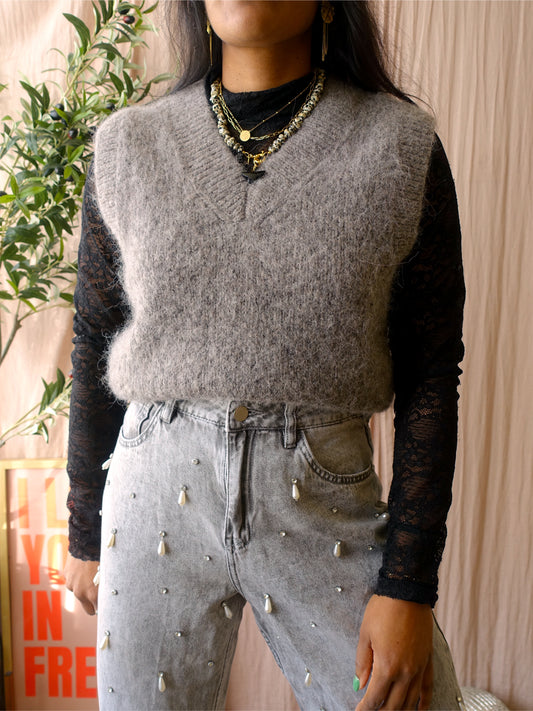 Shoeby embellished straight fit jeans silver grey