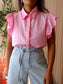 Shoeby embroidery ruffle top pink lemonade