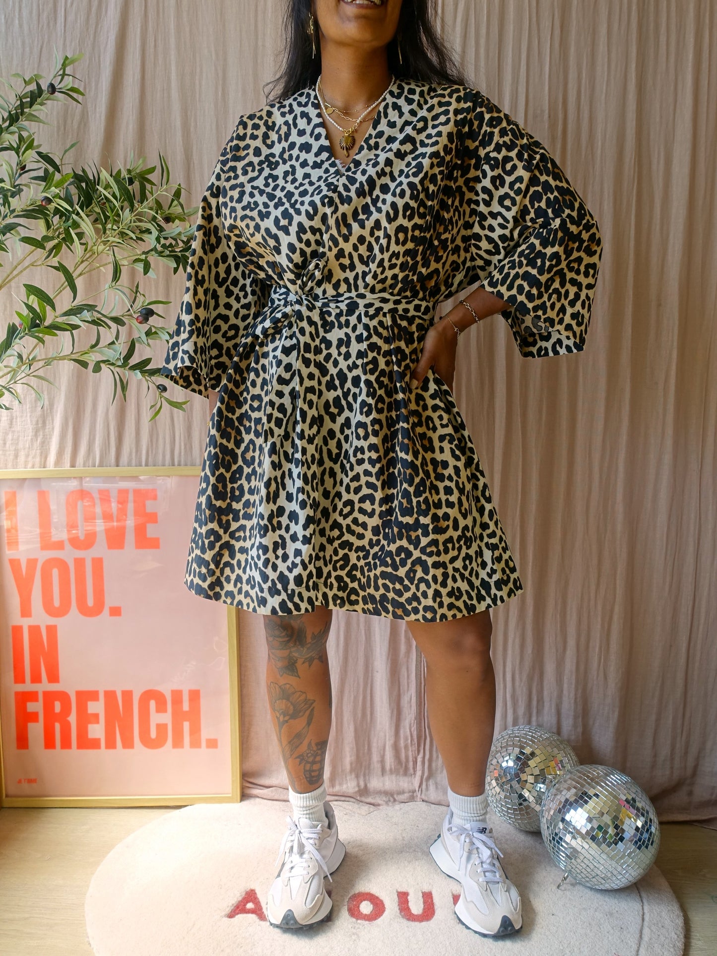 Shoeby leopard poplin cotton a-line jurk