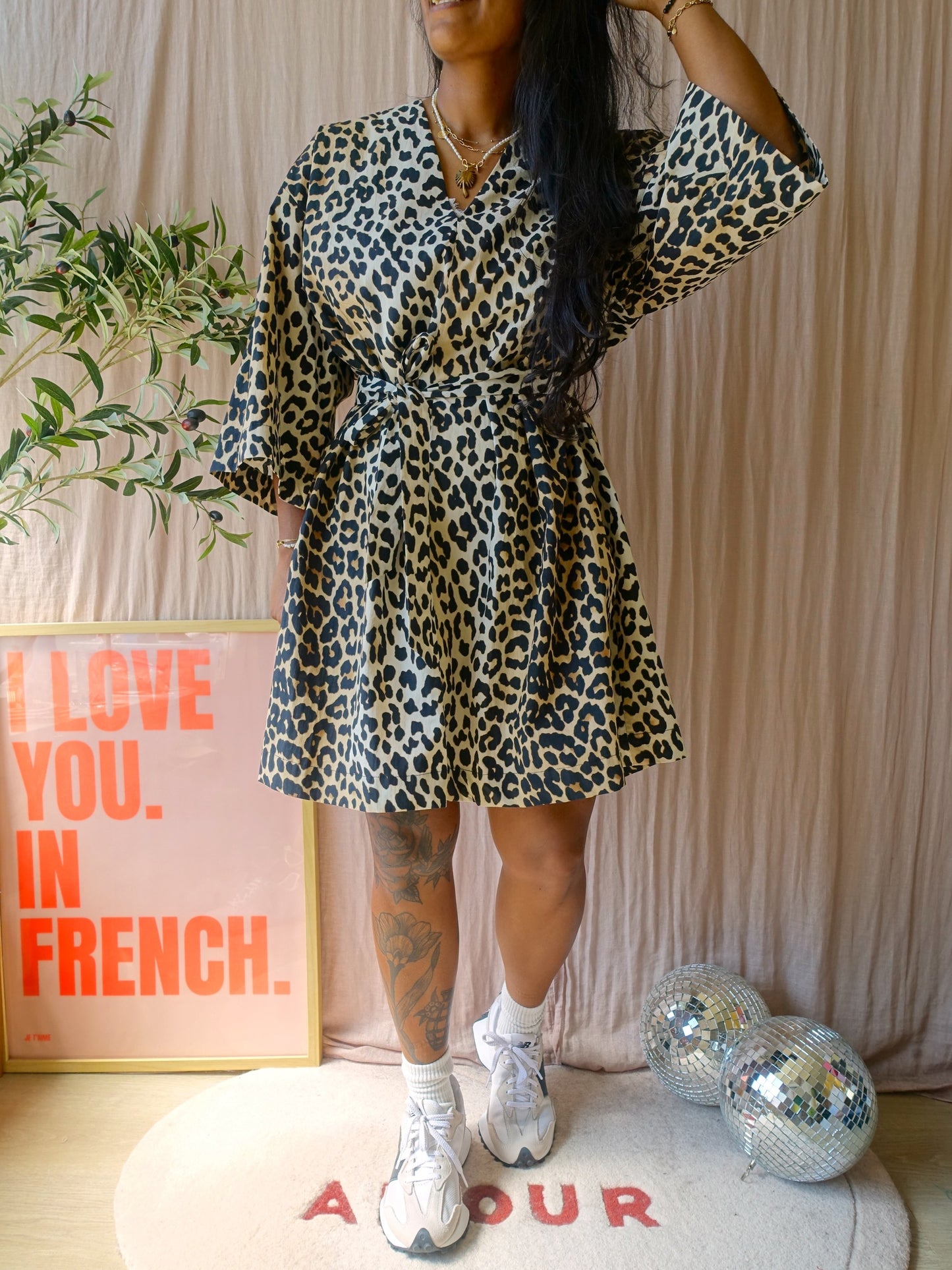 Shoeby leopard poplin cotton a-line jurk