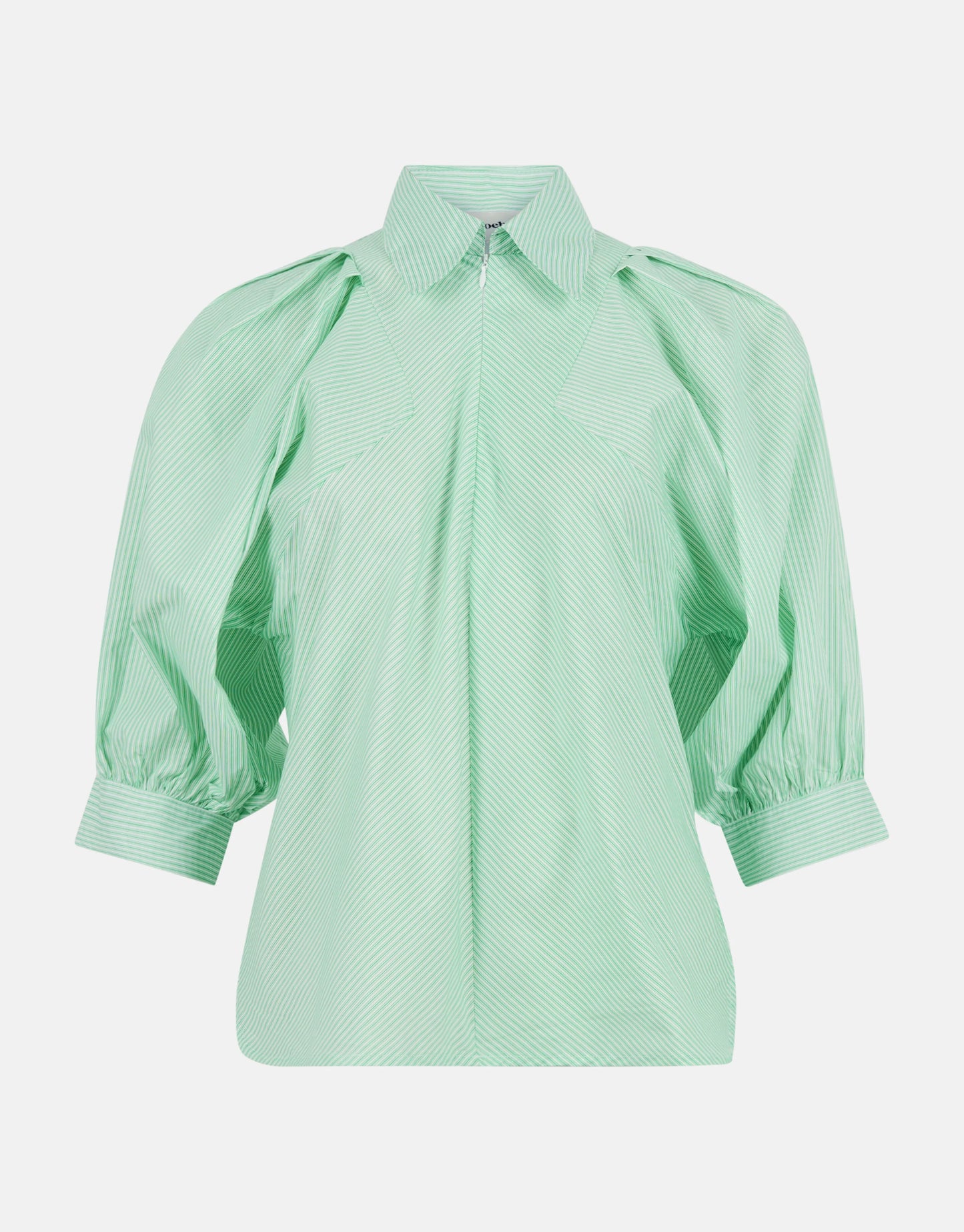 Shoeby striped poplin zip blouse wit / groen