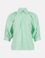 Shoeby striped poplin zip blouse wit / groen