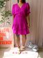 Shoeby ruffle puff sleeve jurk rose fuchsia