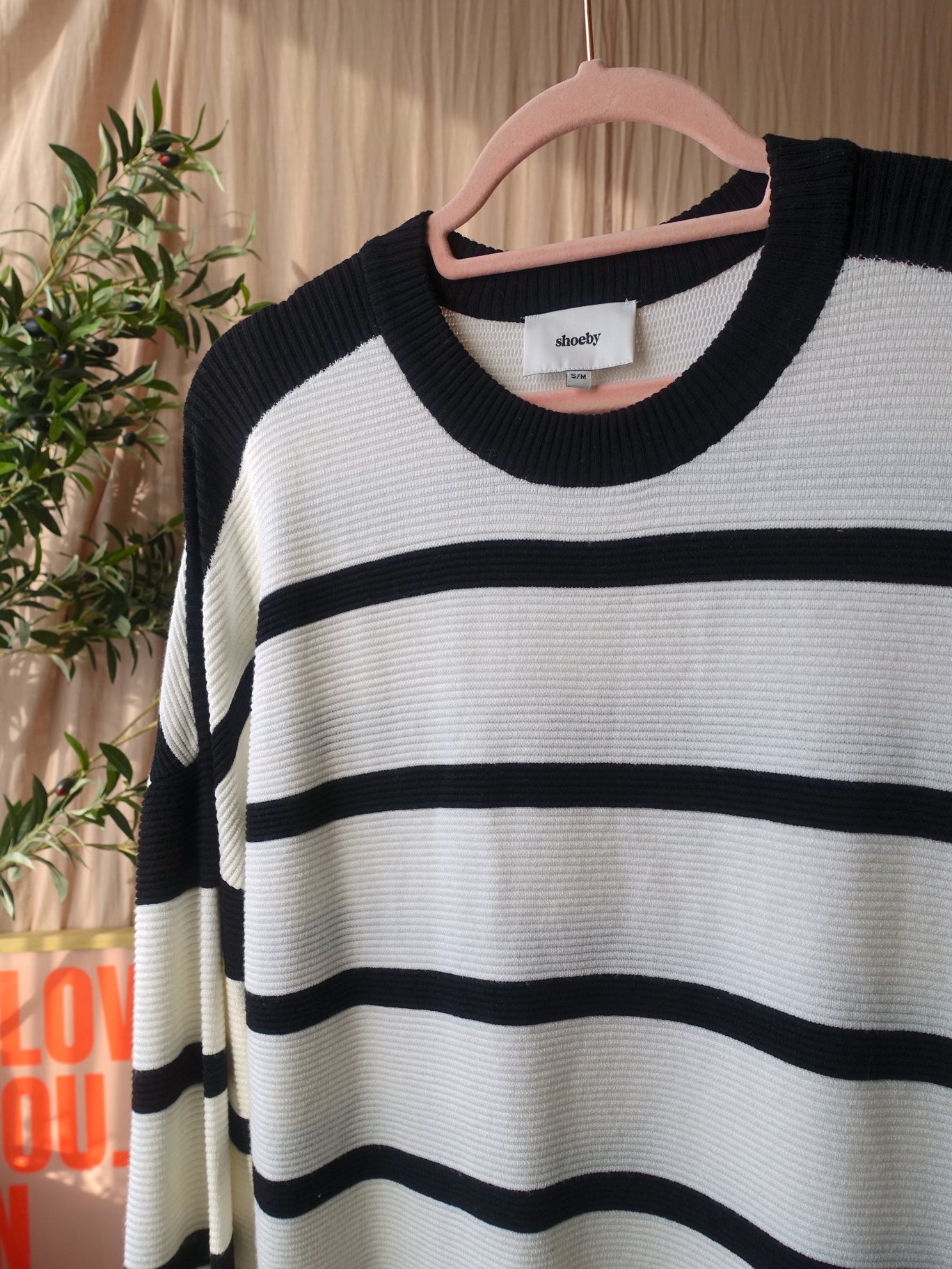 Shoeby oversized striped knit zwart / wit