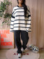 Shoeby oversized striped knit zwart / wit