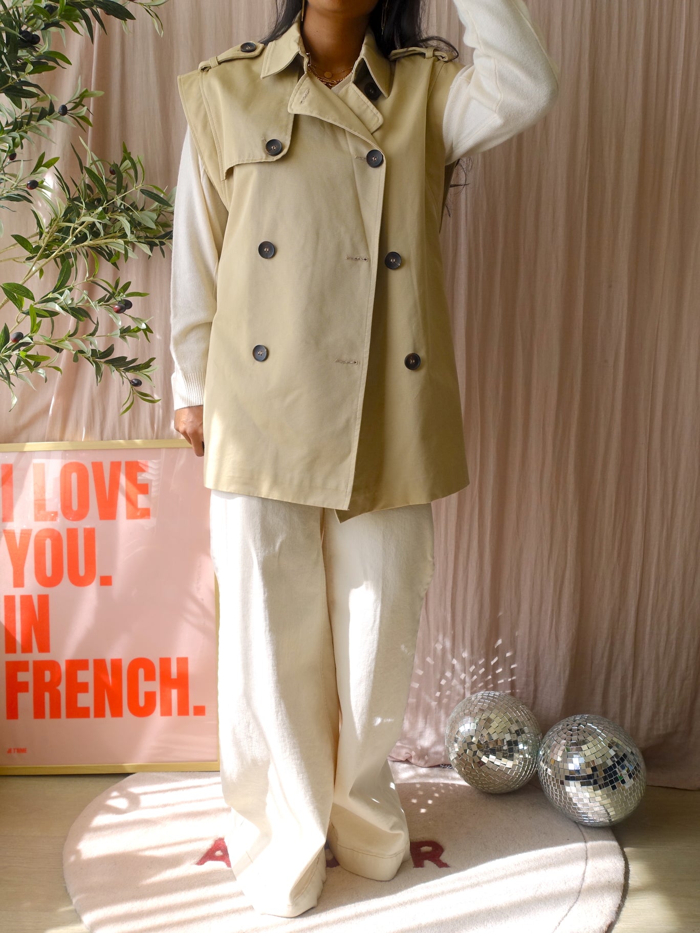 Shoeby trenchcoat gilet beige sand