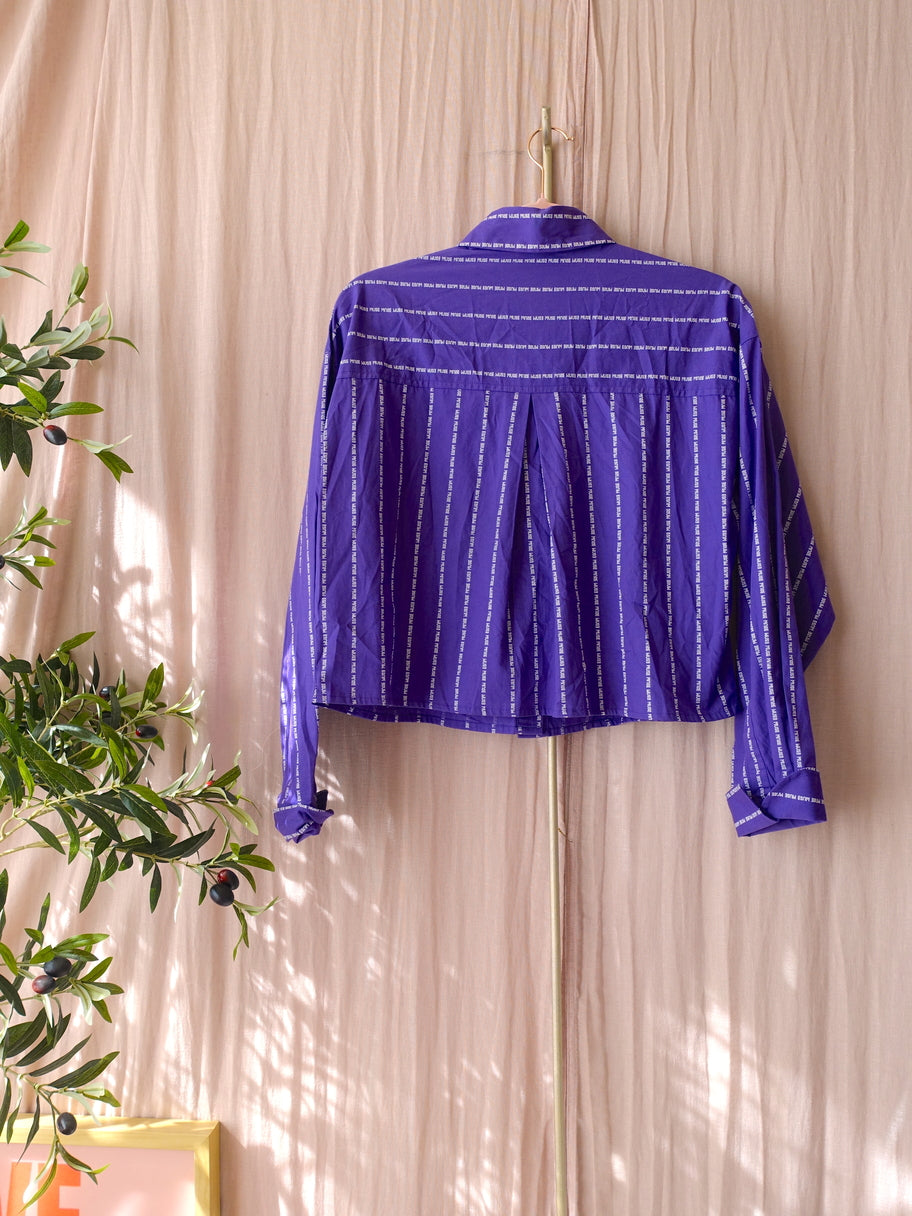 Shoeby cropped muse pinstripe shirt violet indigo