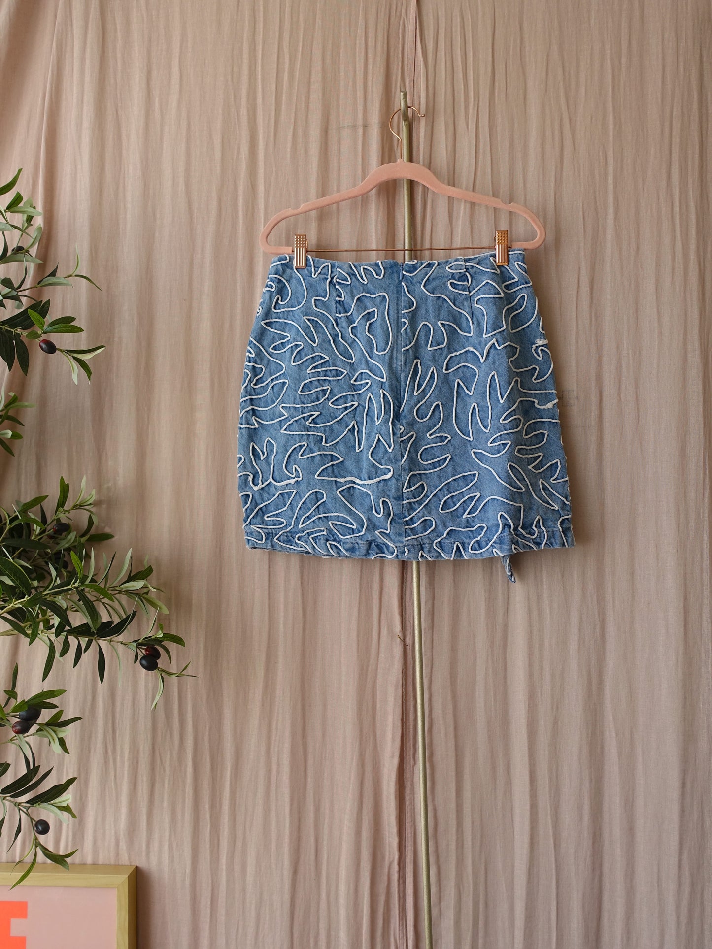 Shoeby embroidery cord rok denim blue
