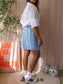 Shoeby embroidery cord rok denim blue