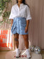 Shoeby embroidery cord rok denim blue