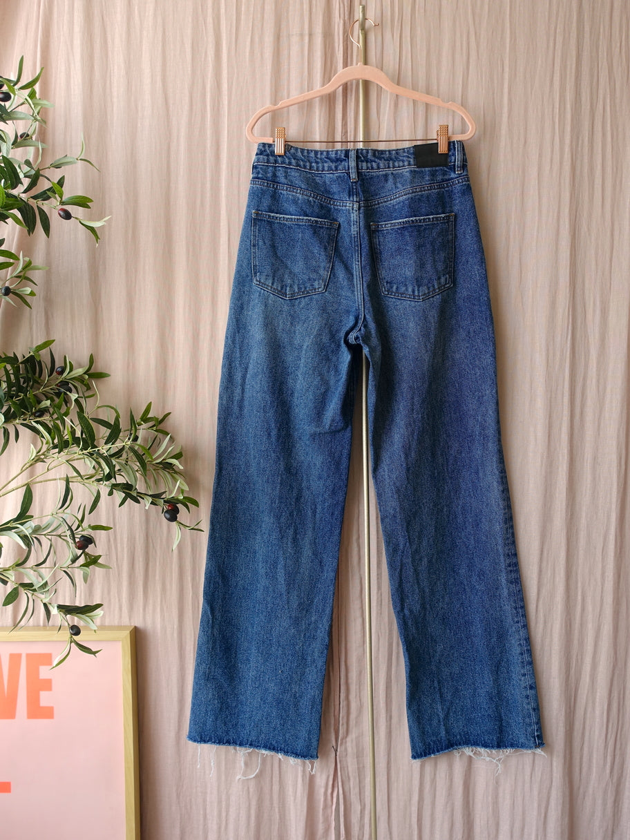 Shoeby wide leg non-stretch jeans dark indigo blue