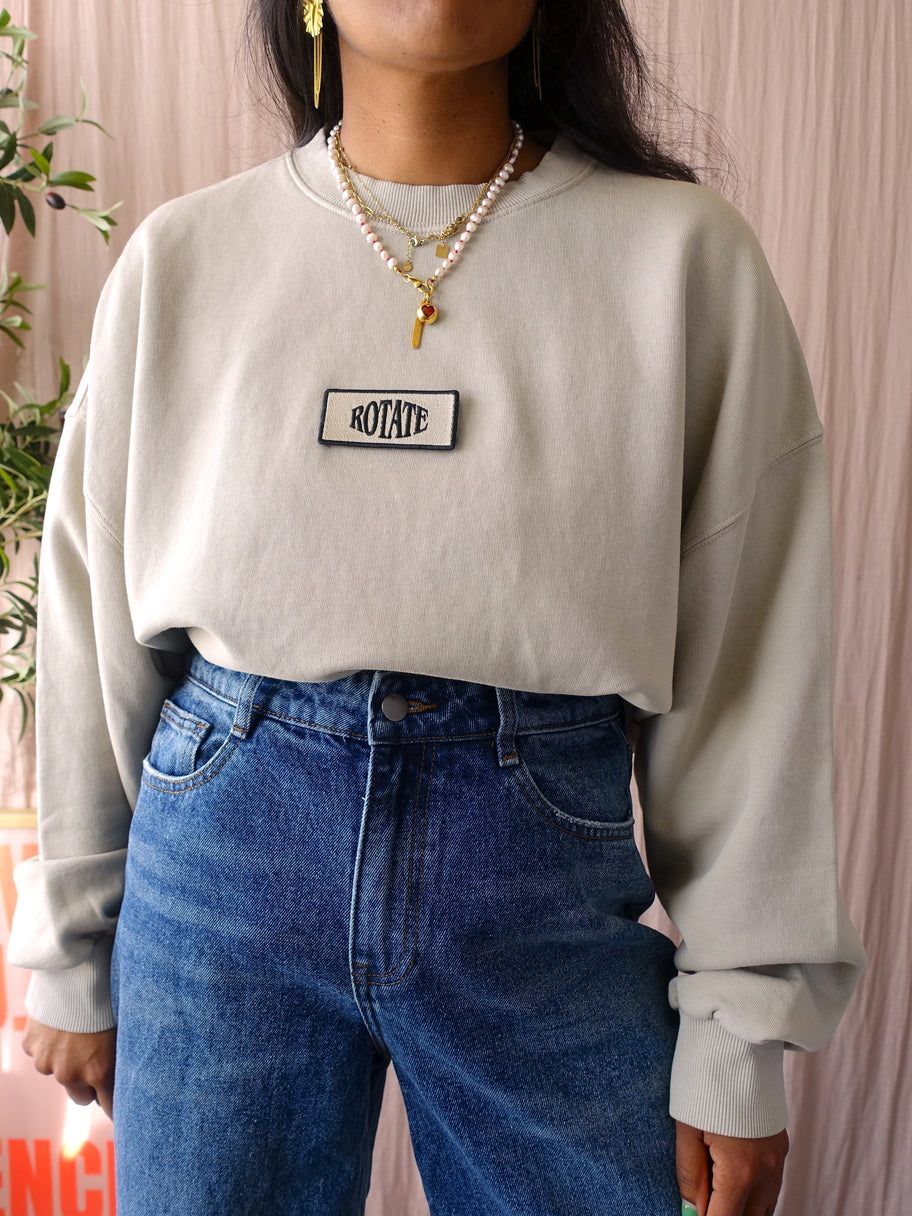 ROTATE Birger Christensen enzyme backprint sweater oyster grey