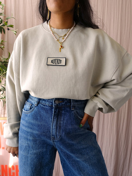 ROTATE Birger Christensen enzyme backprint sweater oyster grey