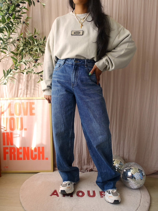 Shoeby wide leg non-stretch jeans dark indigo blue