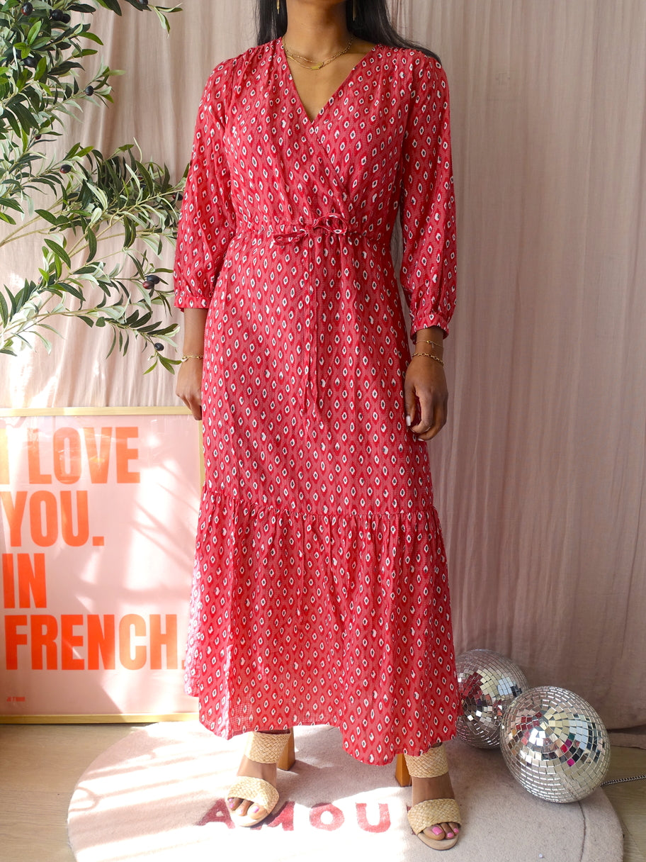 Sissy-Boy seersucker structured maxi jurk scarlet