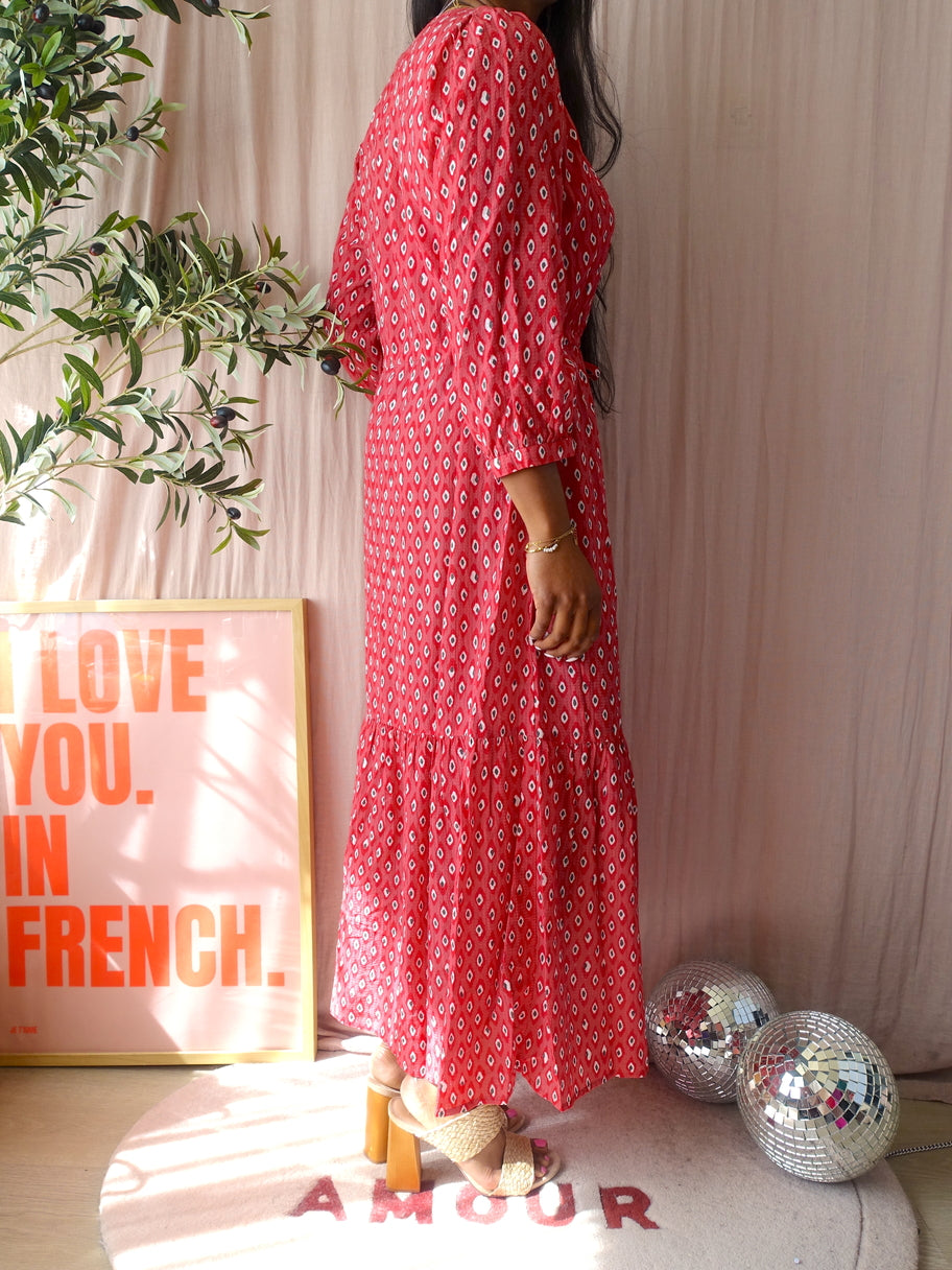 Sissy-Boy seersucker structured maxi jurk scarlet