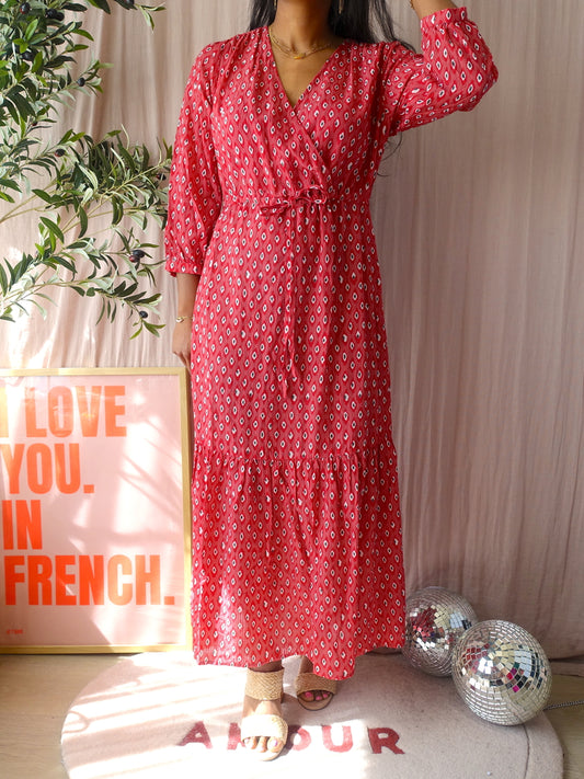 Sissy-Boy seersucker structured maxi jurk scarlet