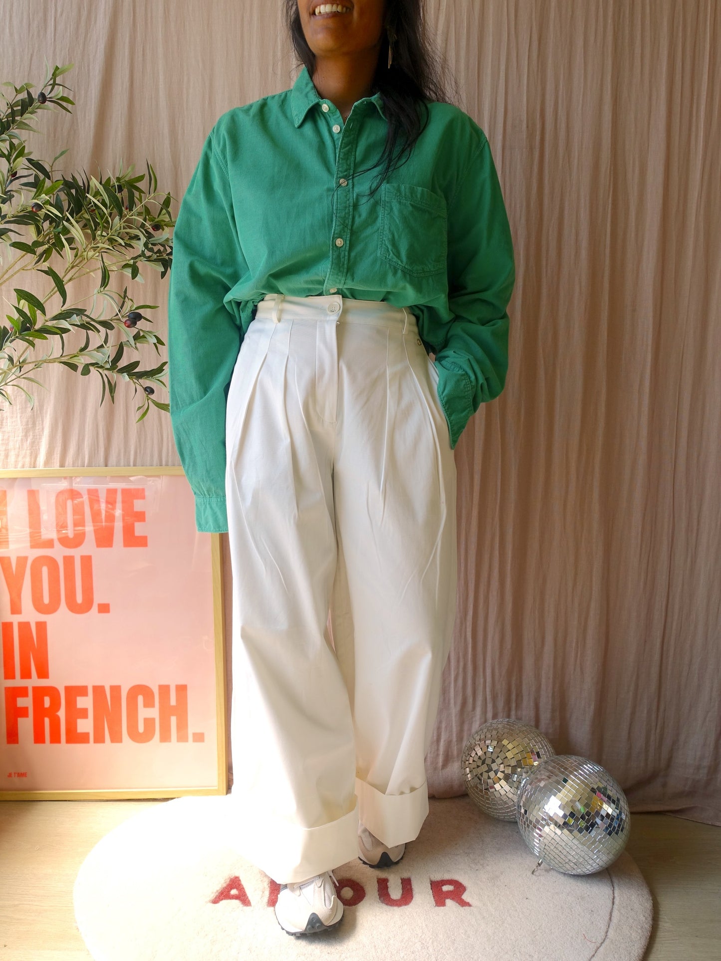 Sissy-Boy corduroy loose fit shirt court green