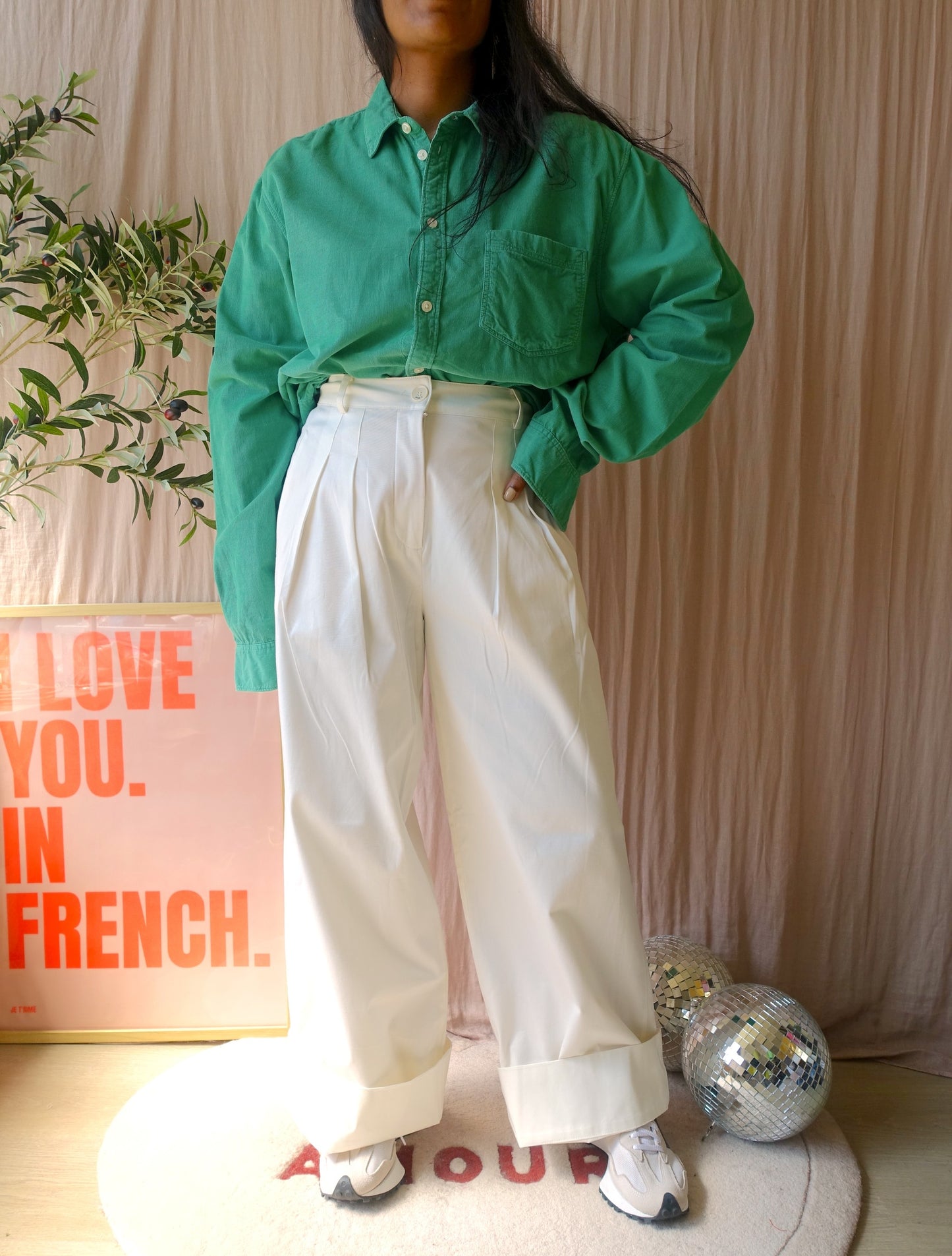 Sissy-Boy corduroy loose fit shirt court green