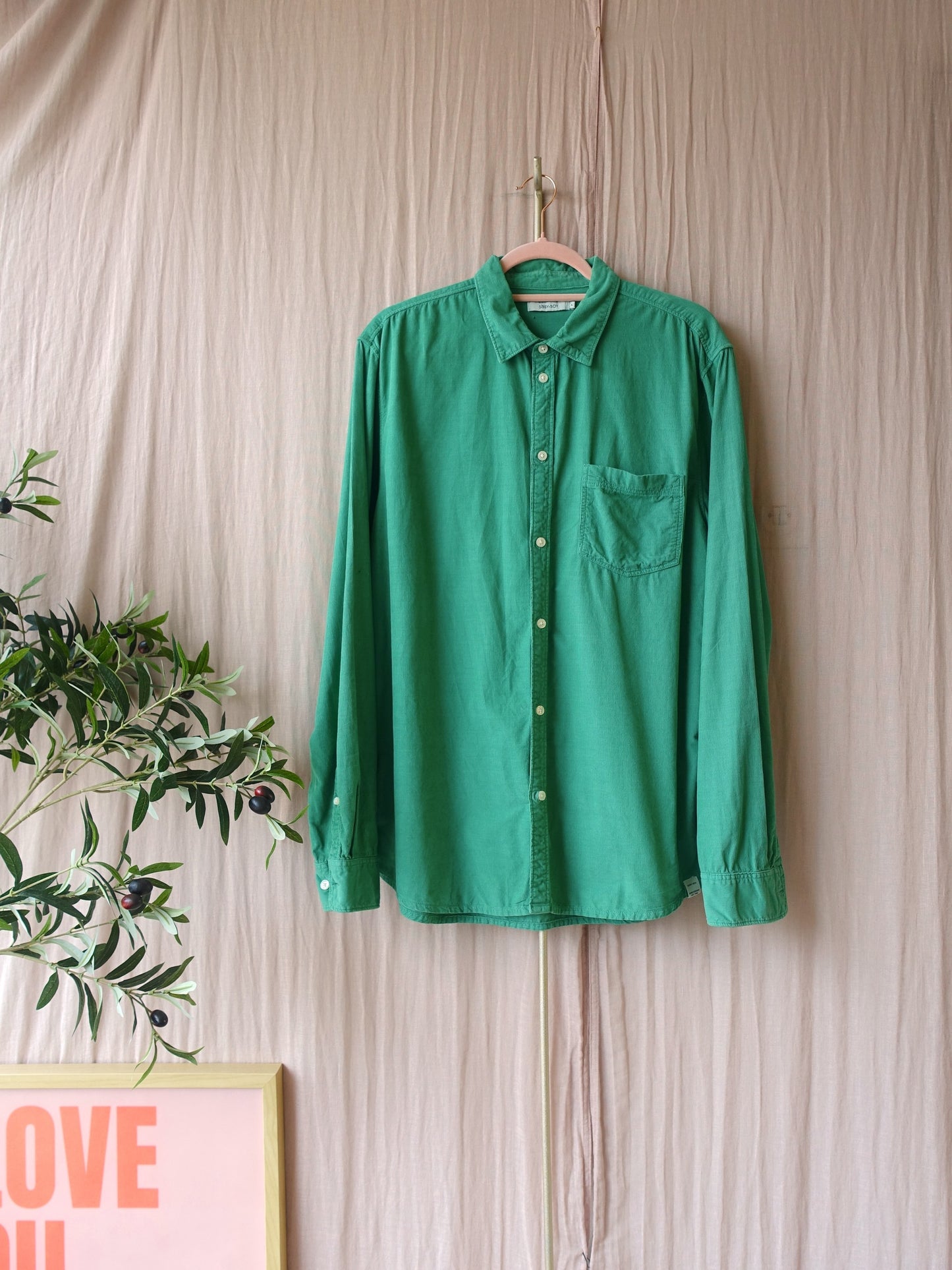 Sissy-Boy corduroy loose fit shirt court green