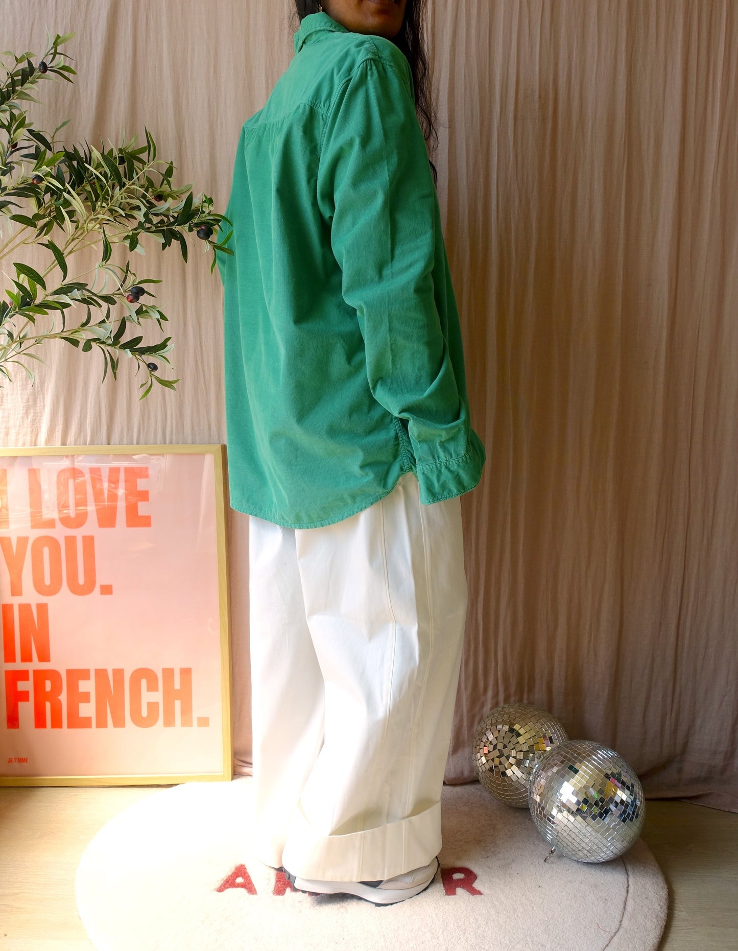 Sissy-Boy corduroy loose fit shirt court green