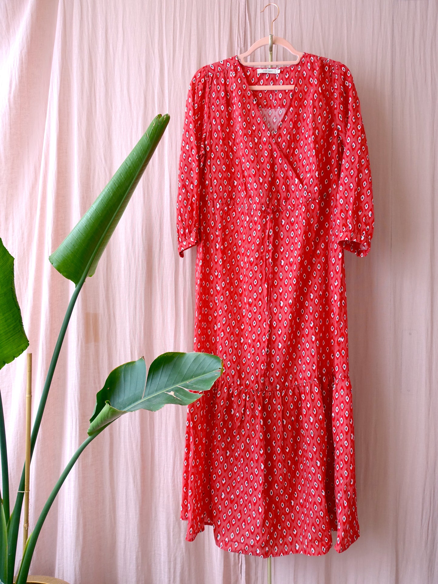 Sissy-Boy seersucker structured maxi jurk scarlet