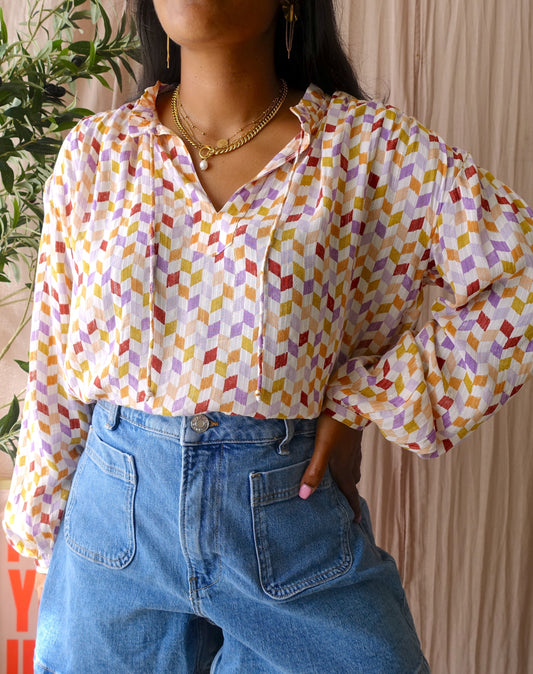 Sissy-Boy checkered lurex top