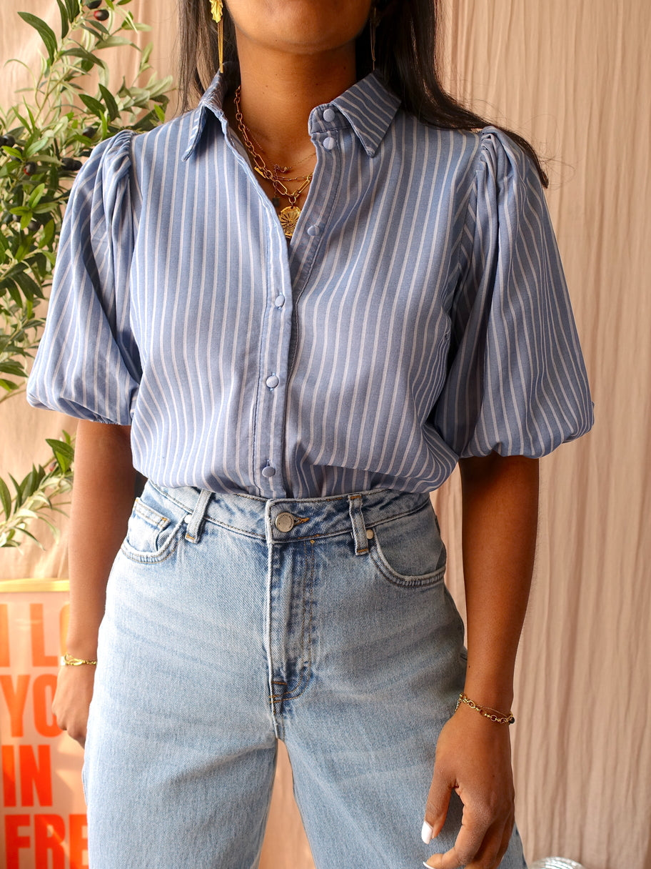 Sisters Point striped denim look blouse