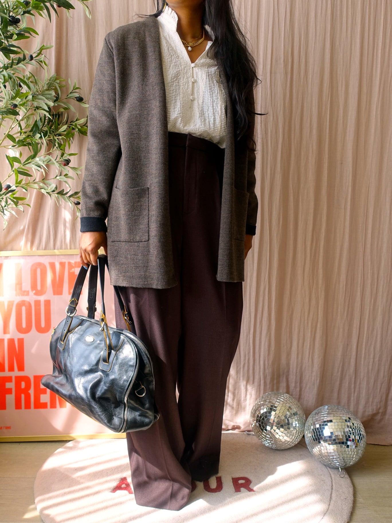 Sibin Linnebjerg merino cardigan dark coffee