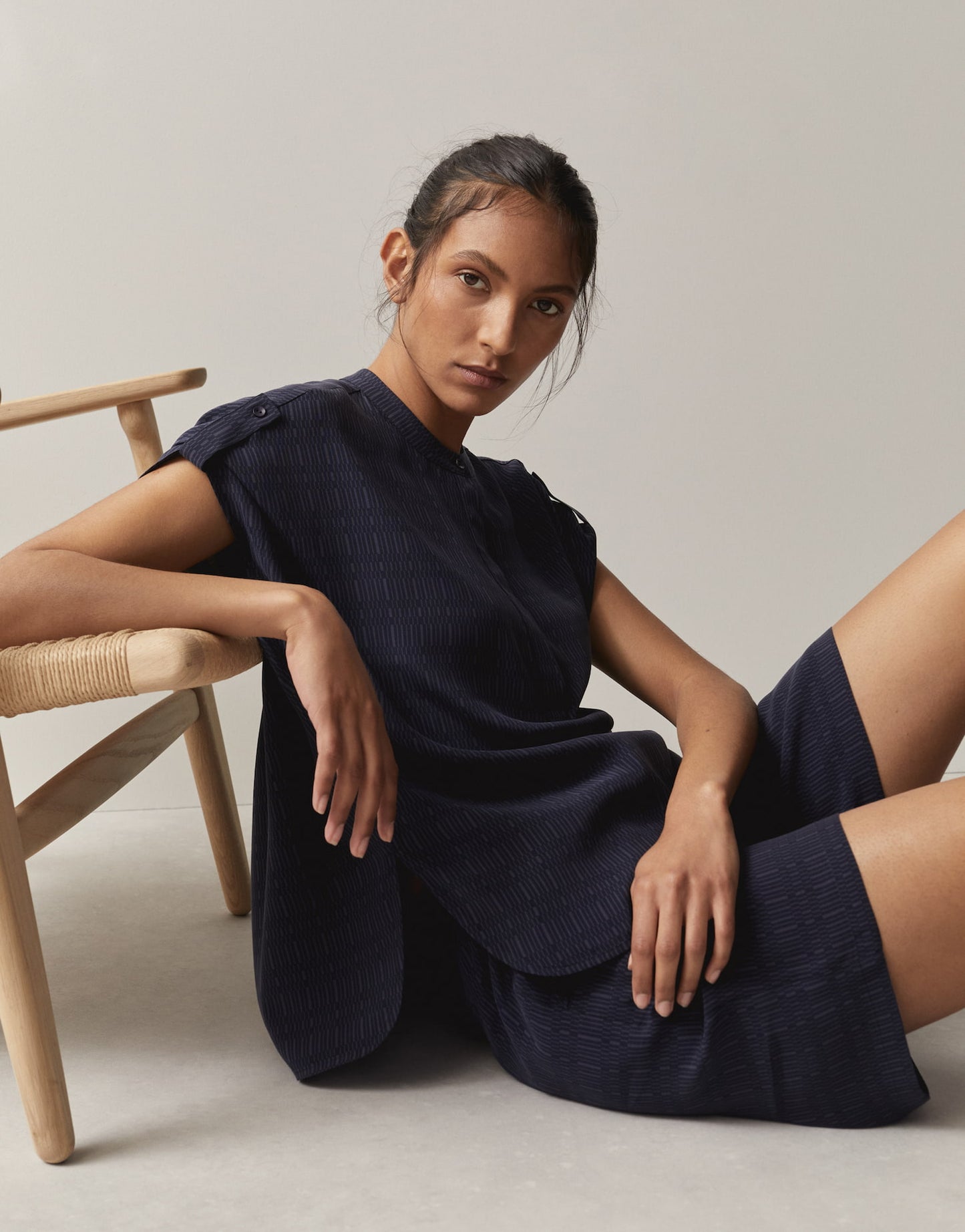 Someday zimali cupromix graphic print top midnight blue