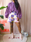 Meltea floral print shorts creme / lila