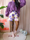 Meltea floral print shorts creme / lila