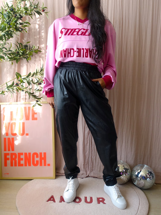 Alix the Label vegan leather woven shiny training pants