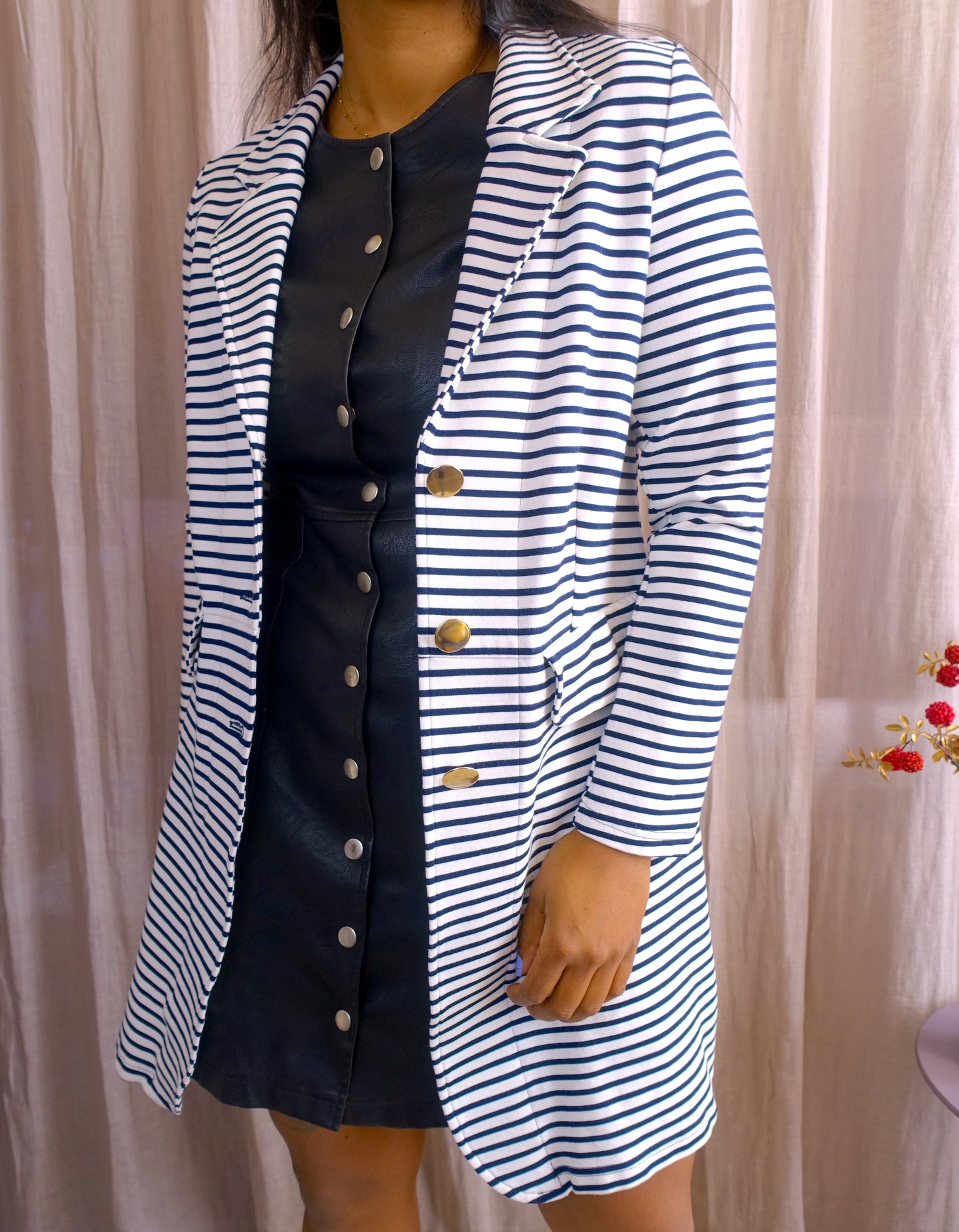 Studio Anneloes striped blazer wit / navy