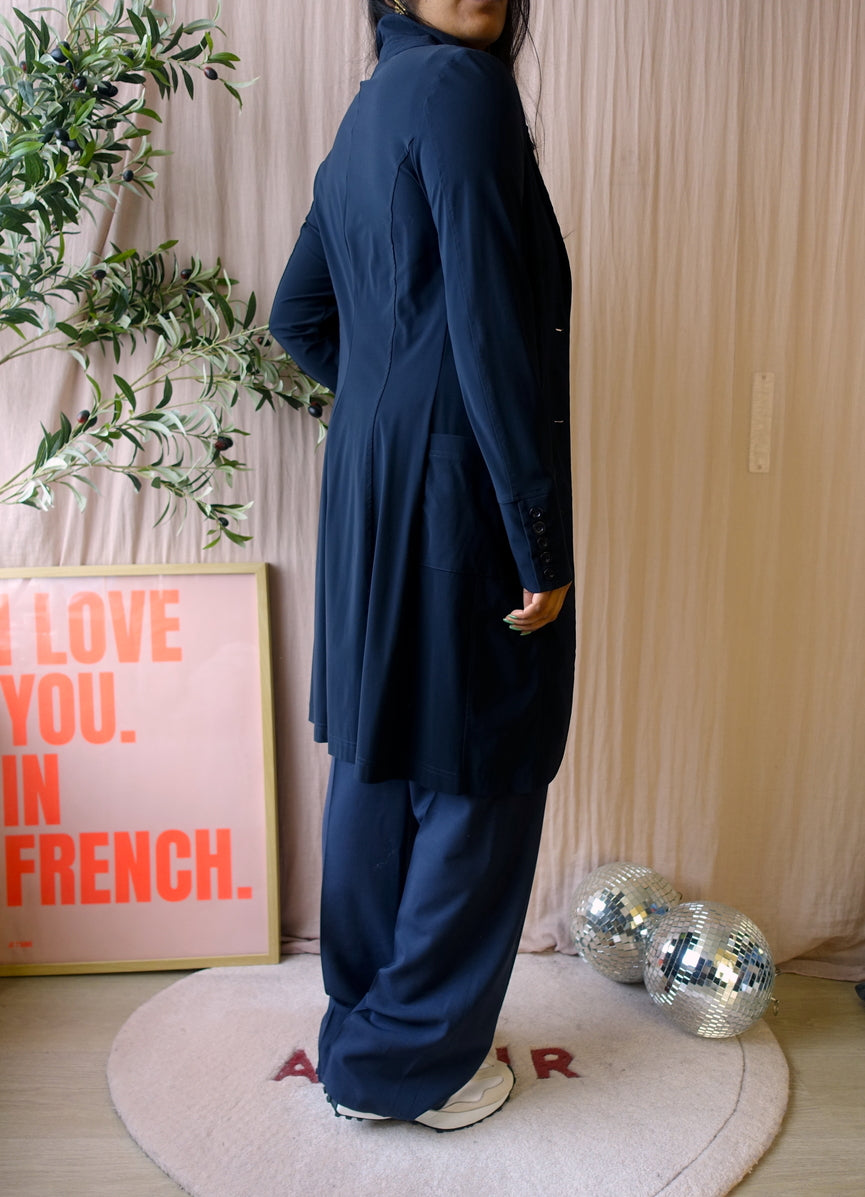 Studio Anneloes travel quality long blazer midnight blue