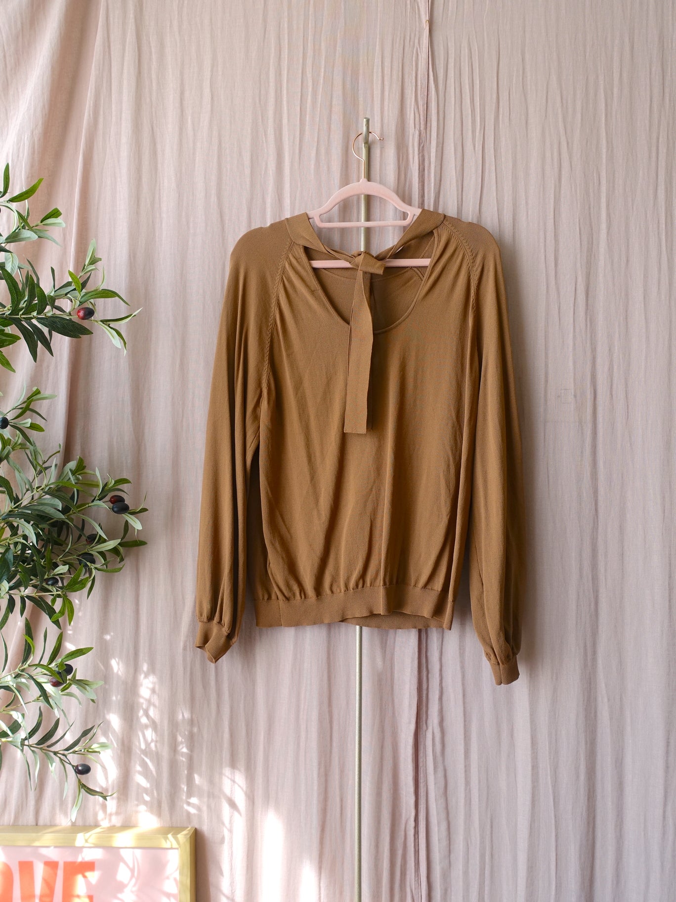 Studio Anneloes viscose knit met pofmouwen camel