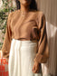 Studio Anneloes viscose knit met pofmouwen camel