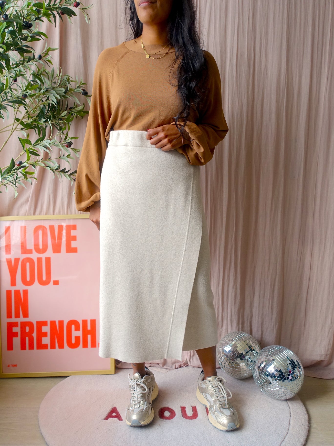 Rino & Pelle janou midi bodycon rok ecru latte