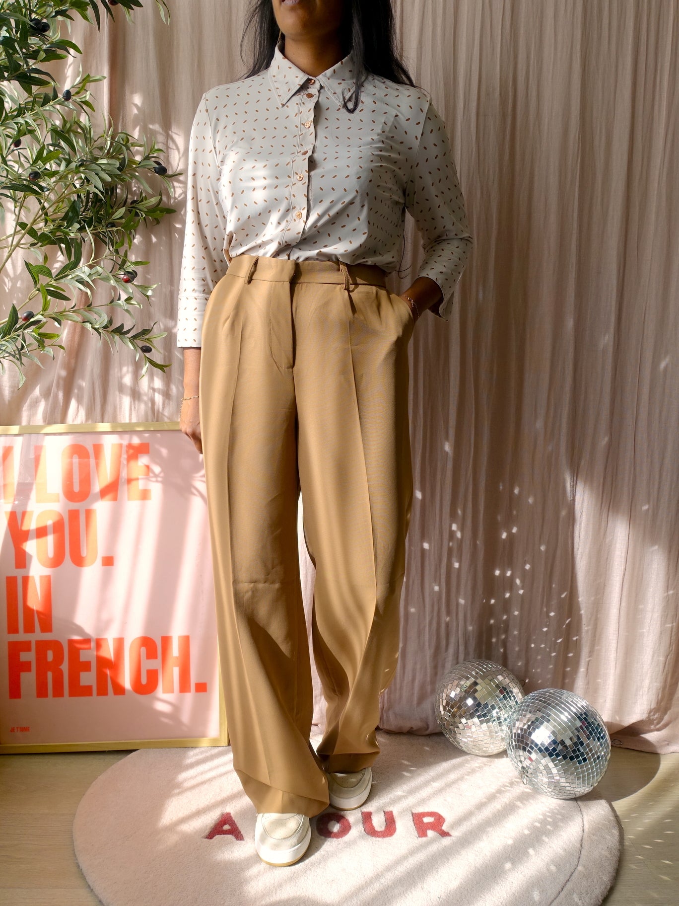 Shoeby powersuit straight leg pants camel