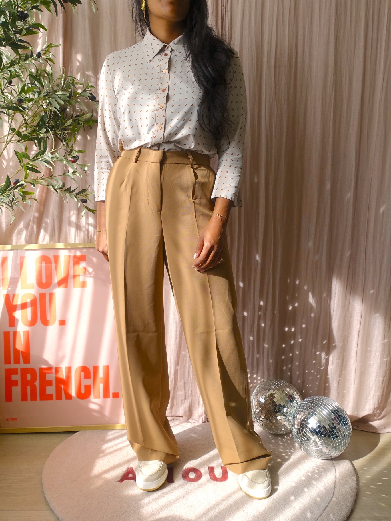 Shoeby powersuit straight leg pants camel