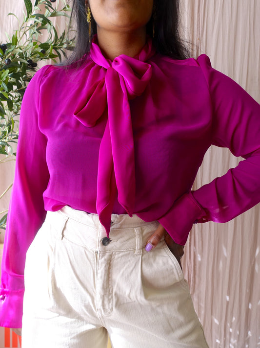 Summum woman bowtie blouse magenta