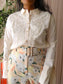 Summum cropped embroidered lace top creme